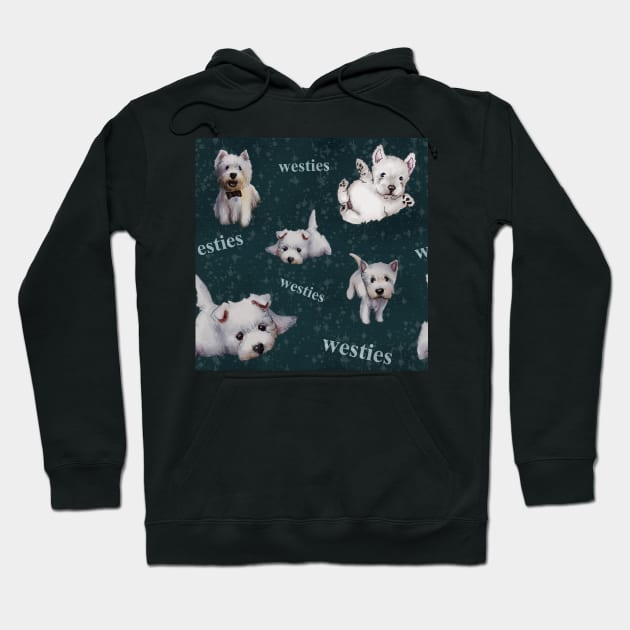 Westies mom dark blue pattern Hoodie by ArtInPi